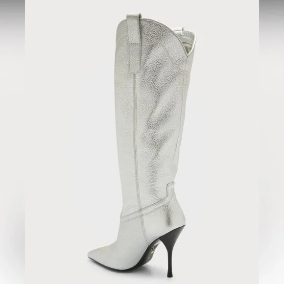 Stuart Weitzman Outwest Metallic calfskin stiletto western boot - Picture 2 of 14